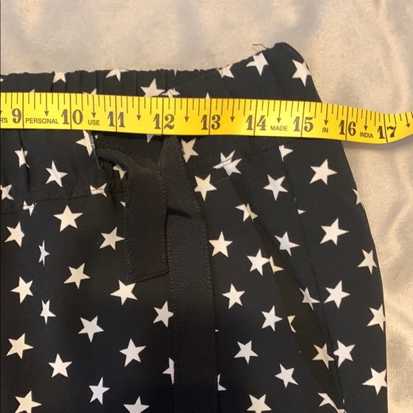 J. Crew tie waist Black and White Star Pattern cropped Pants size 8 - Picture 5 of 10
